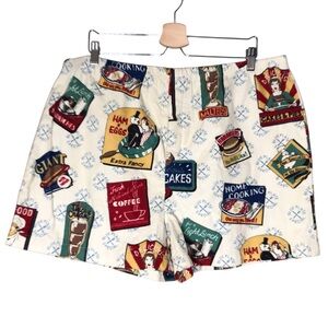 Nick & Nora Cotton Flannel Sleepwear Shorts Diner Blue Plate Special Unisex XL